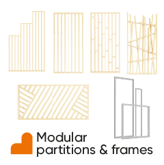 Our offer of partitions and modular frames to separate the spaces